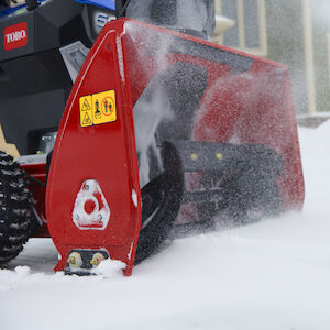 Close up image of the front in-take opening showing the steel auger