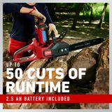 Up to 50 cuts of runtime- 2.5 ah battery included