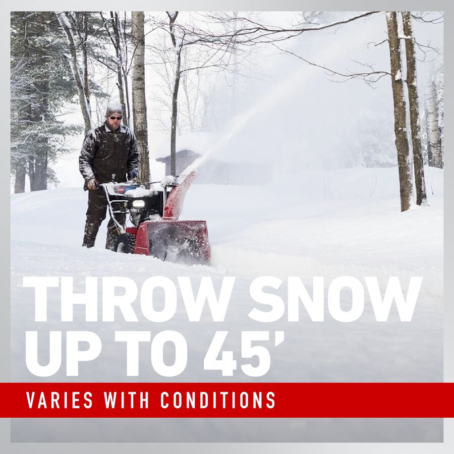 Throw snow up to 45 feet - varies with conditions
