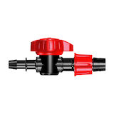 Red and black shutoff valves and barb adapter