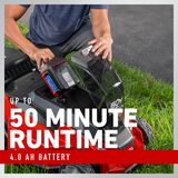 Up to 50 minute runtime 4.0 Ah battery