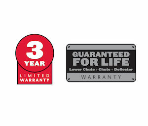 3-Year Limited Warranty - Deflector Chute Lifetime Warranty