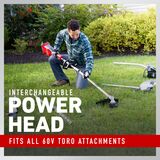 Interchangeable power head fits all 60V Toro attachments