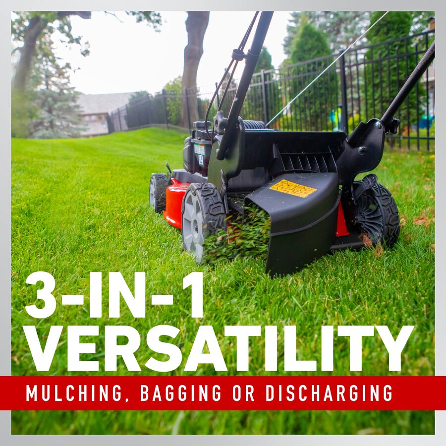 3-in-1 versatility: mulching, bagging or discharging