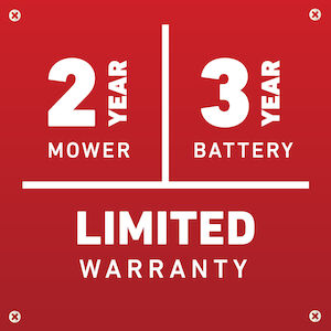 2-Year Limited Mower Warranty and 3-Year Limited Battery Warranty
