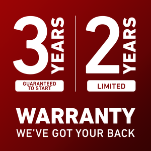 We've got you covered 3-year guaranteed to start, 2 year limited mower warranty