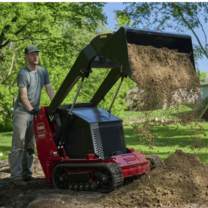 TX 550 with bucket attachment dumping soil