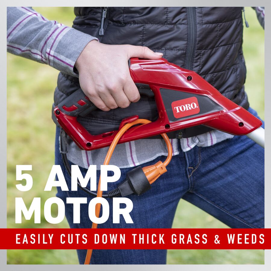 5 amp motor easily cuts down thick grass and weeds