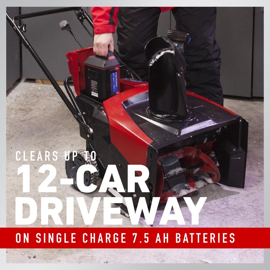 Clears up to 12-car driveway on single charge 7.5ah batteries