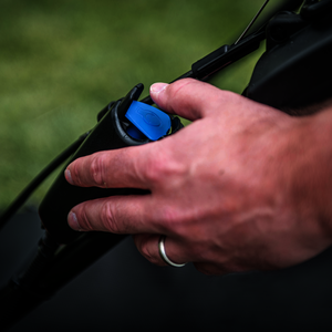 Toro TimeMaster close up of electric start push button