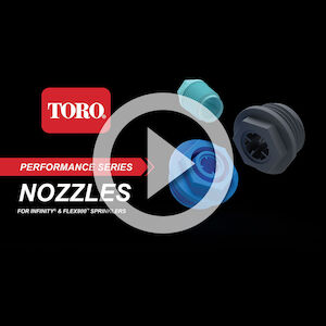 play button with performance nozzle video graphic