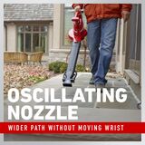 Oscillating nozzle wider path without moving wrist