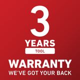 3-years tool warranty. We've got your back.