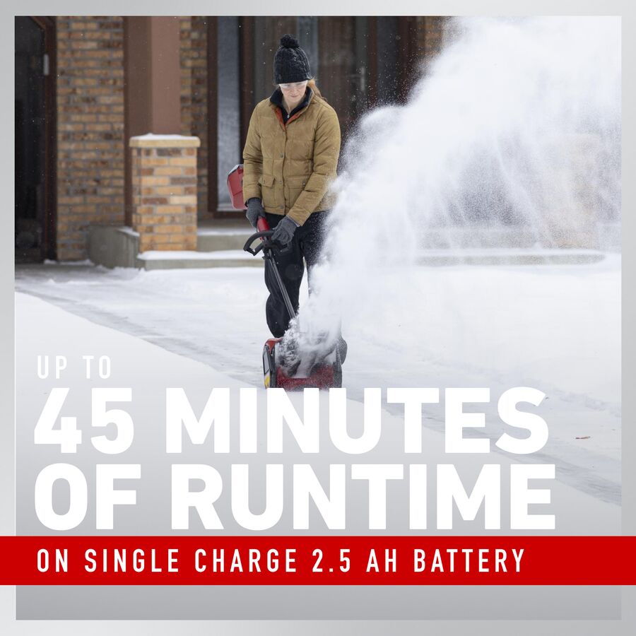 Up to 45 minutes of runtime on a single charge 2.5ah battery