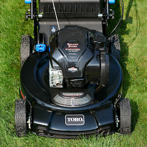 Close up image of the top of the mower