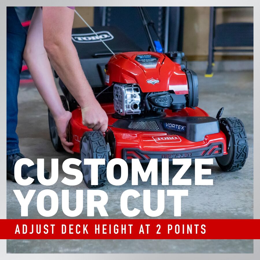 Customize your cut - adjust deck height at 2 points