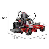 Mower with dimensions - 42 inches high, 75 inches long, 56 inches wide
