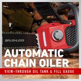 Automatic chain oiler - view through oil tank and fill gauge