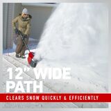 12 inch wide path - clears snow quickly and efficiently