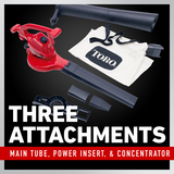 Three attachments: main tube, power insert and concentrator