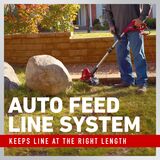 Auto feed line system keeps line at the right length