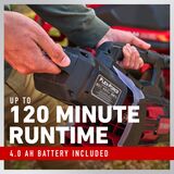 Up to 120 Minute Runtime - 4.0 AH Battery Included