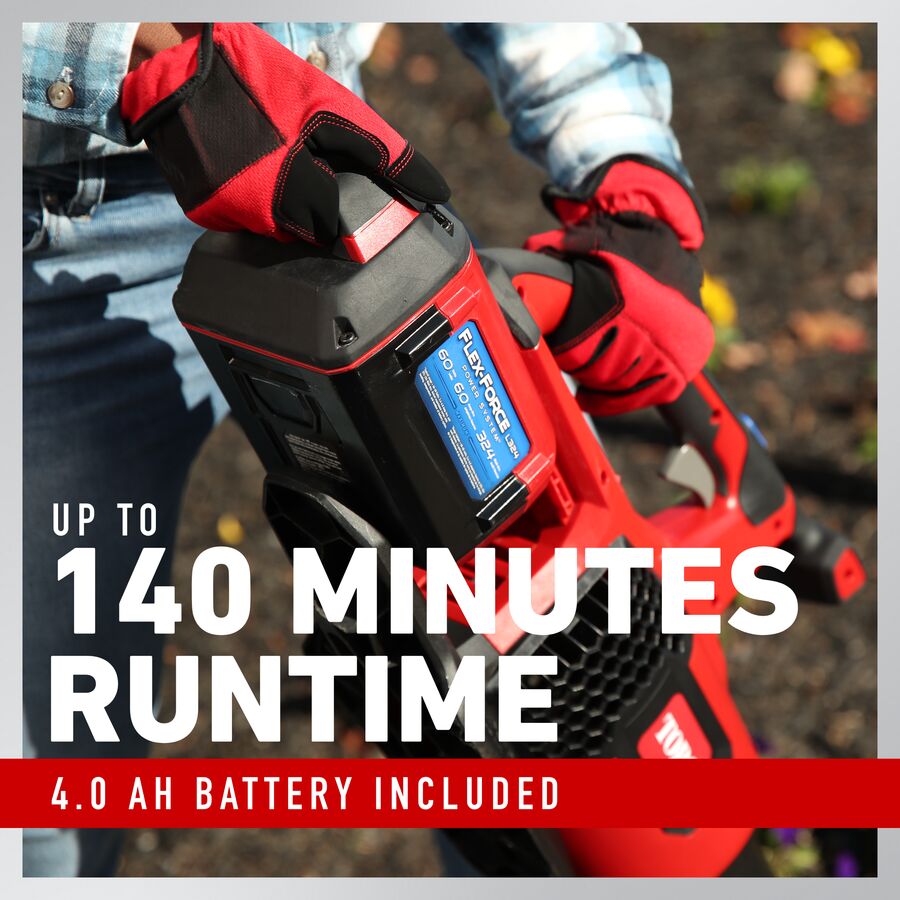 Up to 140 minutes runtime 4.0 ah battery included
