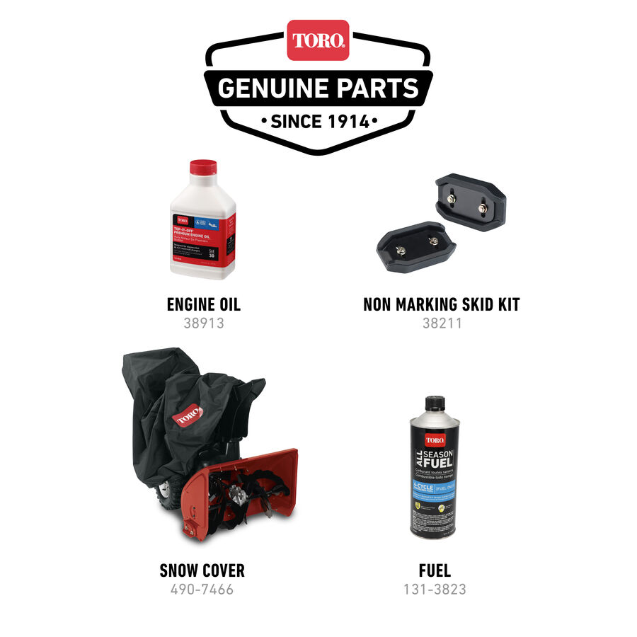 Engine Oil (38913); Non-marking skid kit (38211); Snow Cover (490-7466); Fuel (131-3823)