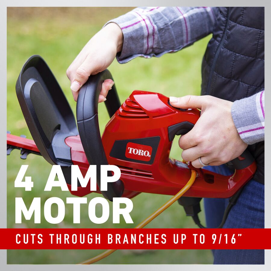 4 amp motor cuts through branches up to 9/16"