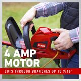 4 amp motor cuts through branches up to 9/16"