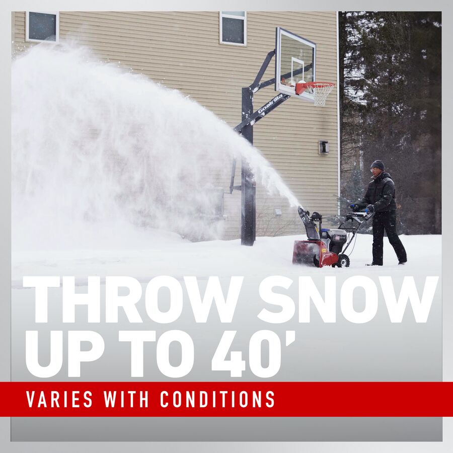 Throws snow up to 40 feet - varies with conditions