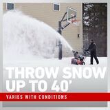 Throws snow up to 40 feet - varies with conditions