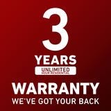 3 Years Unlimited Hour Residential Warranty. We've got your back.