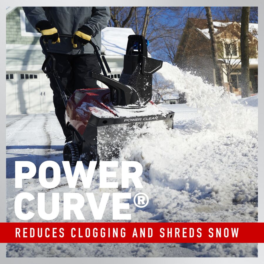 Power Curve - reduces clogging and shreds snow