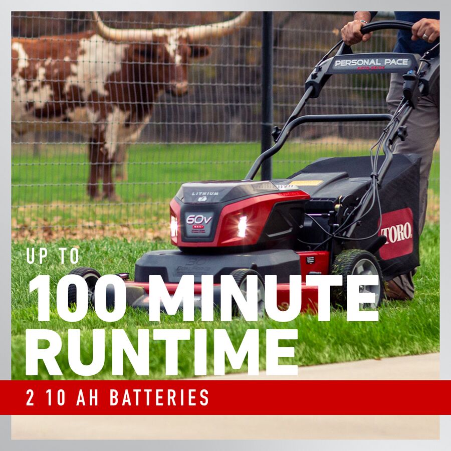 Up to 100 minute runtime - 2 10 Ah Batteries