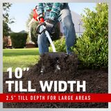 10 inch till width - 2.5 inch till depth for large areas