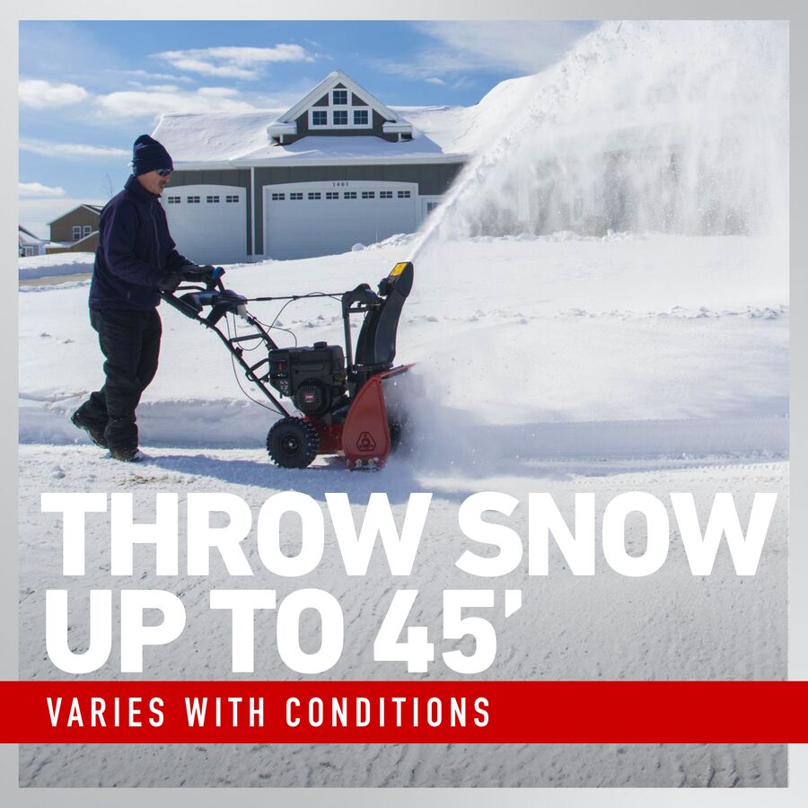 Throw snow up to 45 feet - varies with conditions