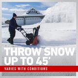 Throw snow up to 45 feet - varies with conditions