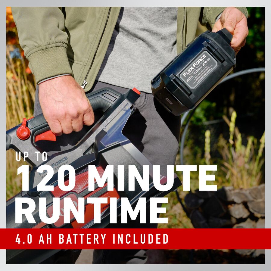 Up to 120 Minute Runtime - 4.0 AH Battery Included