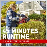 Up to 45 minutes runtime - 2.0 ah battery included