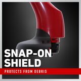 Snap-on shield protects from debris