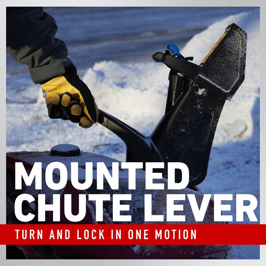 Mounted chute lever - turn and lock in one motion