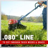 .080" line to cut through thick weeds and grass