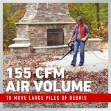 155 cfm air volume to move large piles of debris