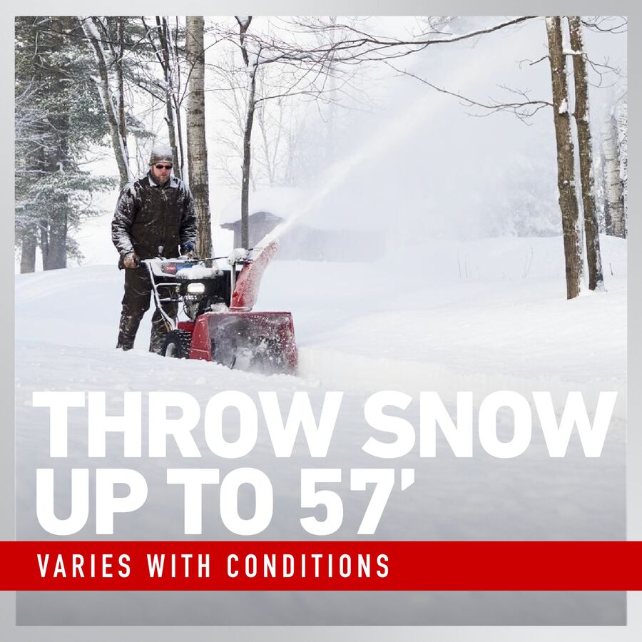 Throw snow up to 57 feet - varies with conditions